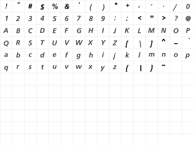 Diagonal Regular  glyph index
