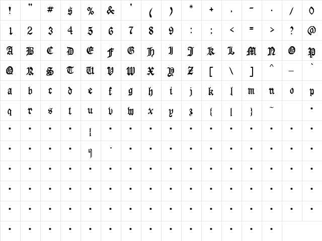 Forever 1 Regular  glyph index