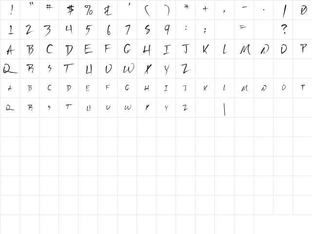 Deranged 3 Regular  glyph index