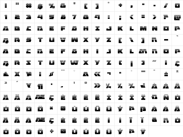 Eagle Strike Halftone Regular  glyph index
