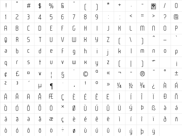 WOX~Modelist Light Demo Regular  glyph index