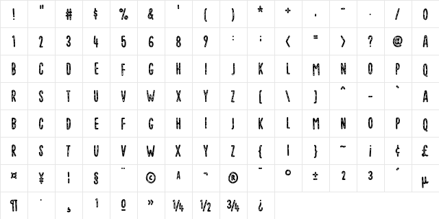 Vigtigper DEMO Regular  glyph index