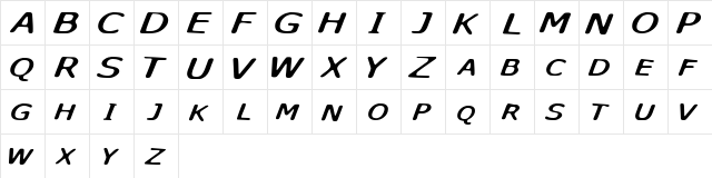 Sky Skunk Regular  glyph index