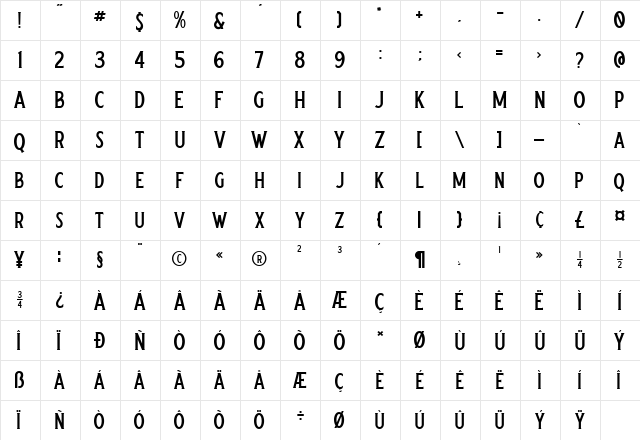 Crumble Regular  glyph index