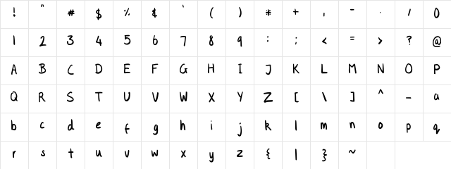 Kidult Regular  glyph index