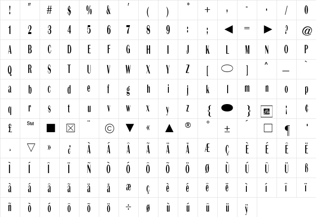 Cg Medium  glyph index