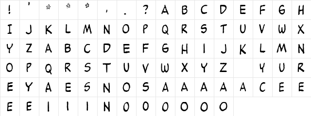 Peanuts Regular  glyph index