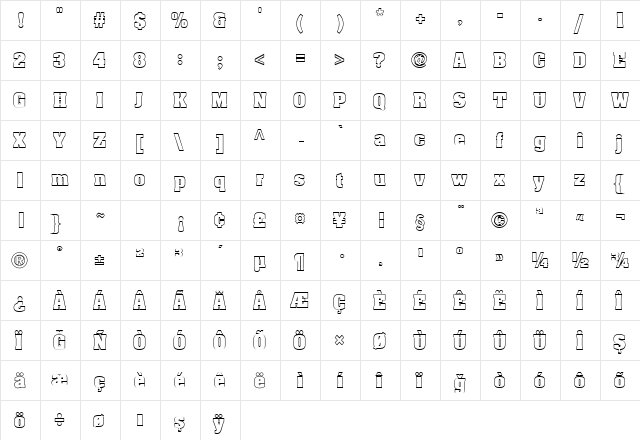 Aardvark Outline Normal  glyph index