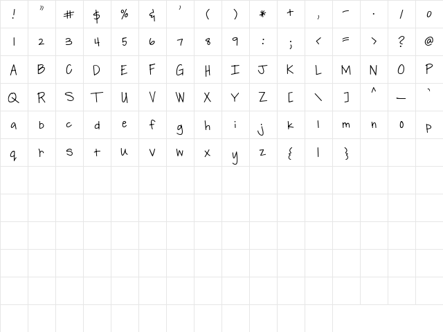 LD Fine Print 7 Regular  glyph index