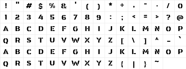 a Area Stencil Regular  glyph index