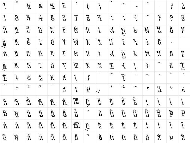 Instant Zen Leftalic Italic  glyph index