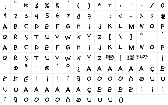 Scratched Junk Normal  glyph index