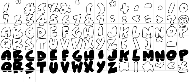 ZeBrA bLoBs Regular  glyph index