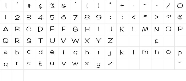 Ticard Regular  glyph index