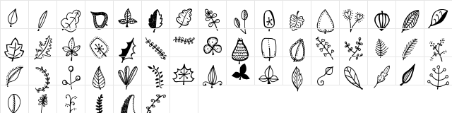 Tanaestel Doodle Leaves 01 Regular  glyph index