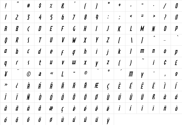 Konfactur-Two Regular  glyph index