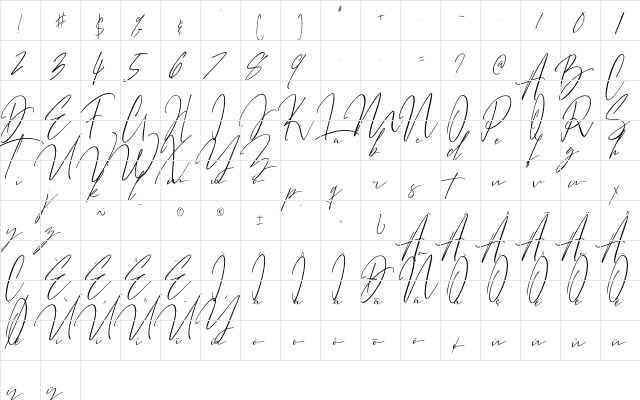 Bitter Mind Regular  glyph index