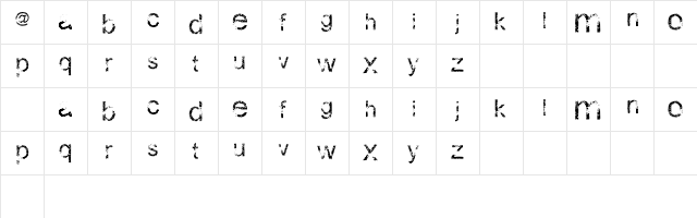 Wacky Arial Regular  glyph index