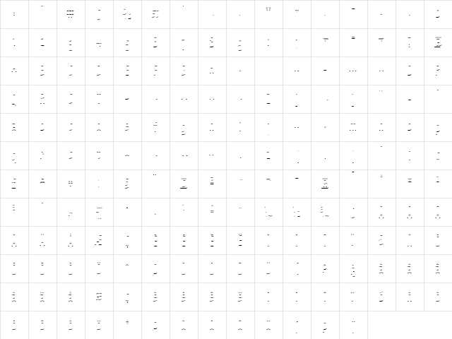 PrimaryStone Regular  glyph index