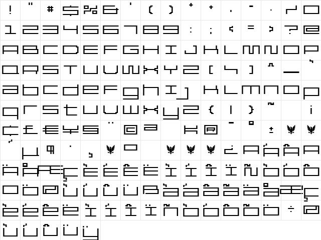 Reversion Regular  glyph index