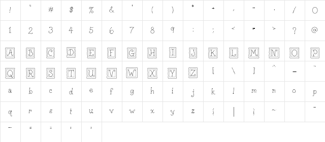 LD Stitched Regular  glyph index