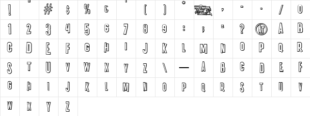 K.P. Duty Shadow JL Regular  glyph index