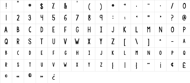 KG Modern Monogram Plain Regular  glyph index