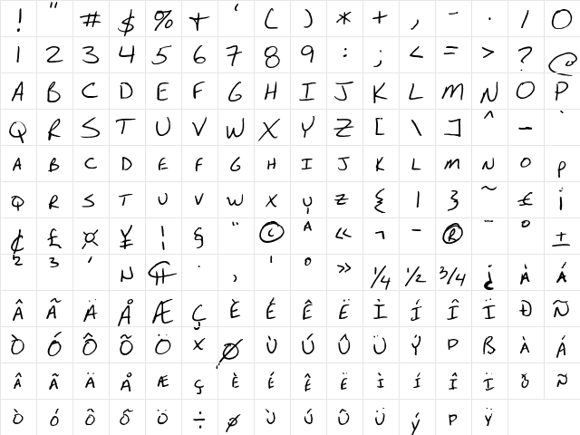 FG Stefan Regular  glyph index