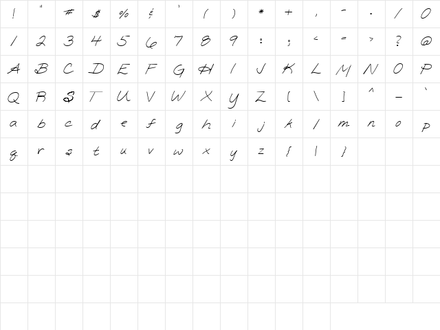 LD Fine Print 1 Regular  glyph index