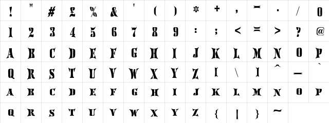AustralianFlyingCorpsStencilH Regular  glyph index