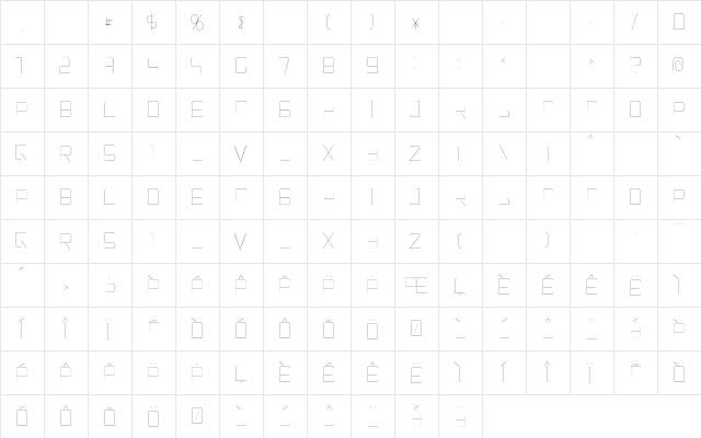 EpicenterThin Regular  glyph index