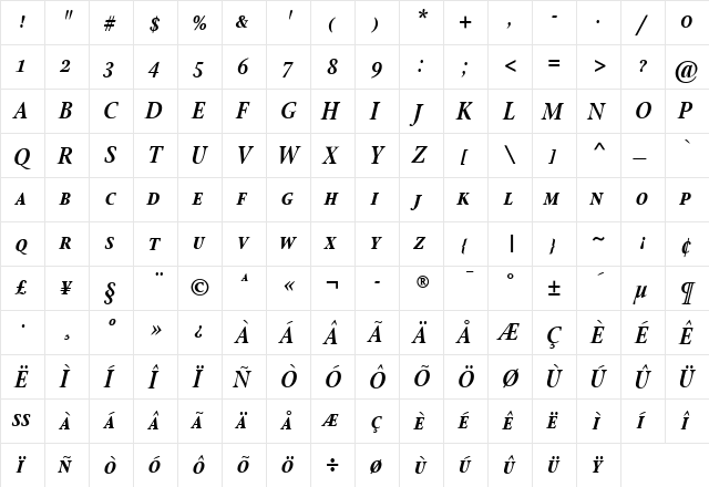 StonePrint Regular  glyph index