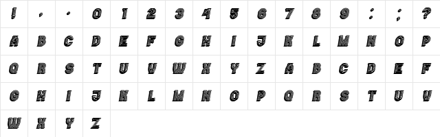 Casino 3D Lines Marquee Italic  glyph index