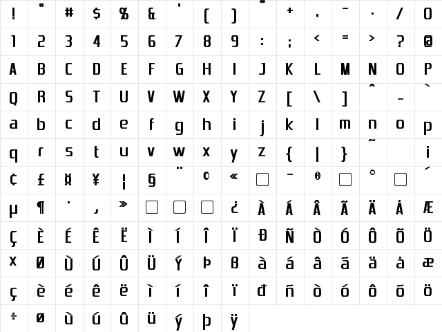 Emotion Engine Bold  glyph index