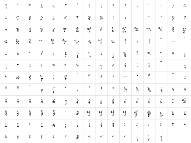 Yarn Sale Regular  glyph index