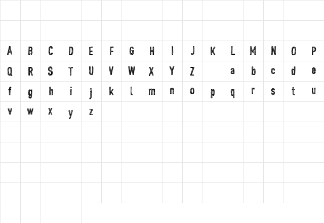 CF John Doe PERSONAL USE Regular  glyph index