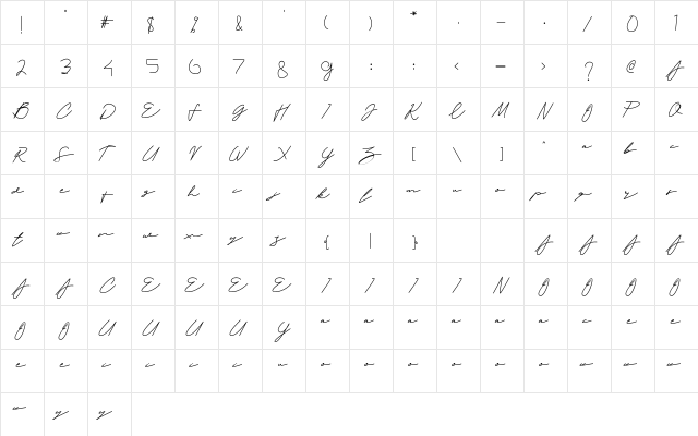 Symponi Regular  glyph index