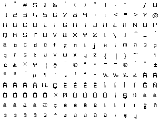 00513 Regular  glyph index