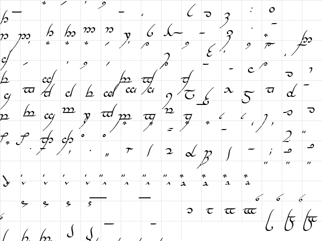Tengwar Annatar Italic  glyph index