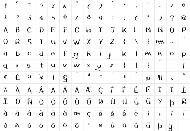 Flow Regular  glyph index
