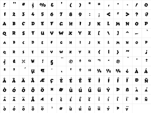 Cumulus Regular  glyph index
