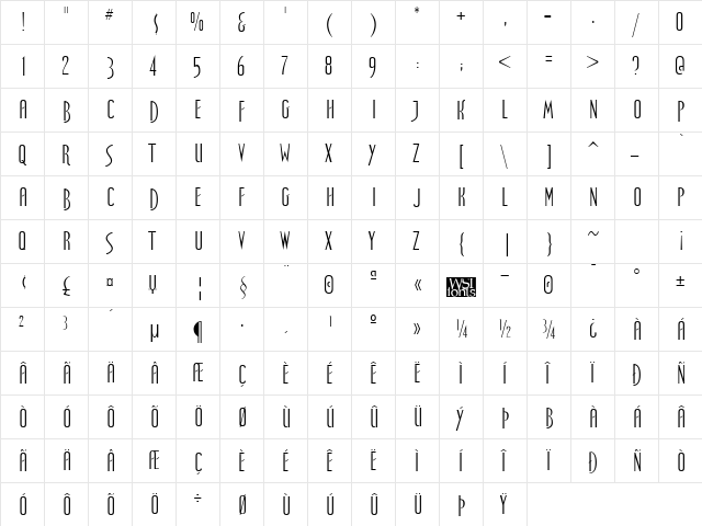 Spellbound Regular  glyph index