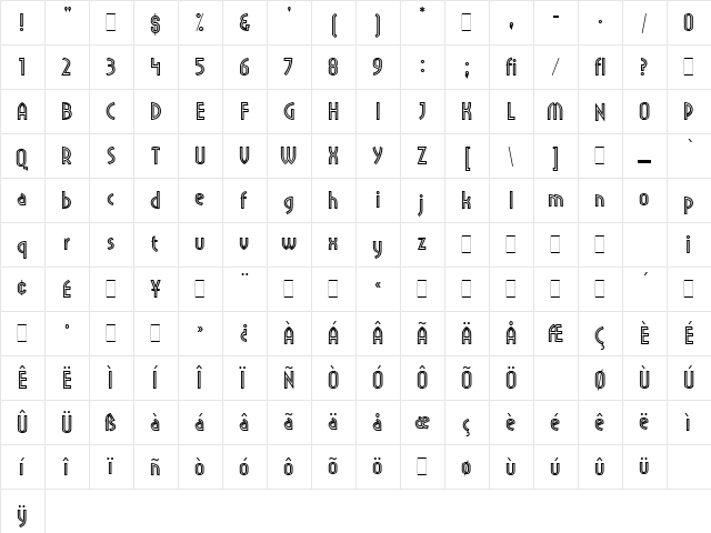 Pritchard Line Out LET Plain  glyph index