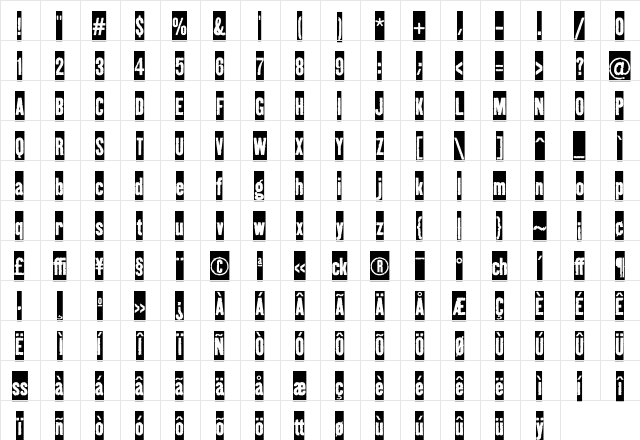 Kipp No4  glyph index