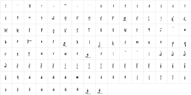 Ferguson Regular  glyph index