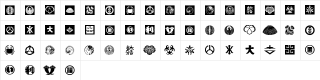 Oriental Icons Regular  glyph index