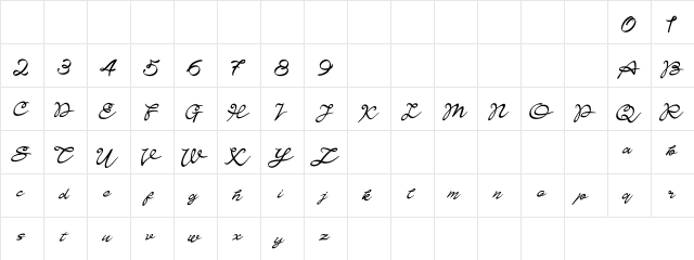 Teatarick Regular  glyph index