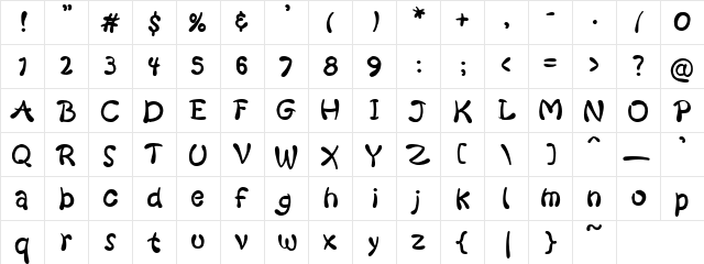 PC Chowmein Regular  glyph index