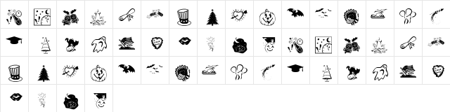 KR Pick A Holiday Regular  glyph index