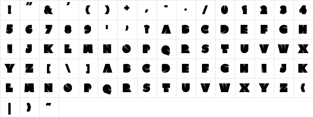 Clutchee Regular  glyph index